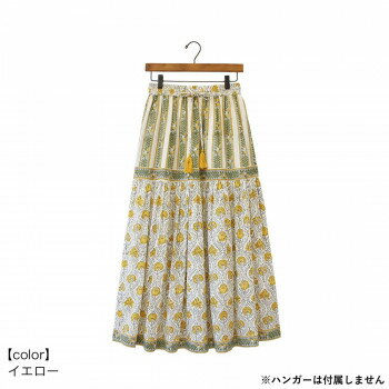 スカート ブロックプリントディンティ A YE 43522150127【お寄せ品、返品キャンセル不可。欠品終売時連絡あり】