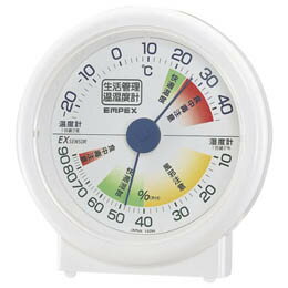 快適な暮らしをコントロール「生活管理温・湿度計」生活管理温・湿度計は健康で快適な暮らしの温度・湿度の目安をわかりやすくカタチにした商品です。生活管理温・湿度計はエンペックスのオリジナル。意匠登録済の商品です。●品番:TM-2401 ●サイズ:(約)H9.3xW8.9xD3.5cm ●カラー:ホワイト ●素材:(外枠材質)PS樹脂 ●重量:約80g ●仕様:置用、(機能)温度・湿度計 ●原産国:日本