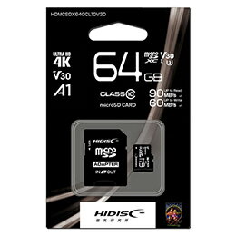 HIDISC Ķ®microSDXC 64GB CLASS10 UHS-I Speed class3, A1б HDMCSDX64...