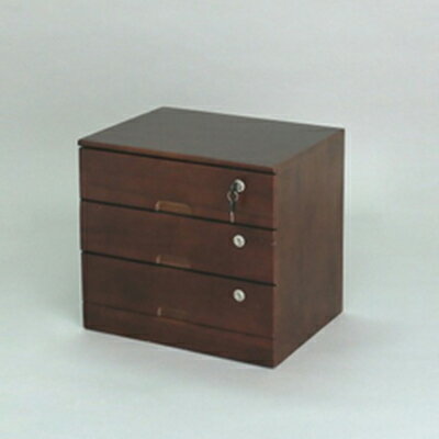 【直送品・大感謝価格】全段カギ付リビングチェスト 3段 ブラウン/ライトブラウン TIK-463BR/TIK-463LB(3)