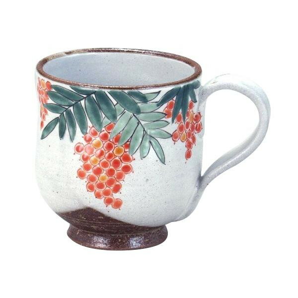 【直送品】九谷焼 良則作 マグカップ (12月) 南天 260cc N133-12【お寄せ品、返品キャンセル不可、割引不可品】