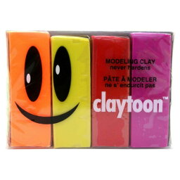 【直送品】MODELING CLAY(モデリングクレイ)　claytoon(クレイトーン)　カラー油粘土　4色組(ホット)　1Pound　3個セット【お寄せ品、返品キャンセル不可、割引不可品】