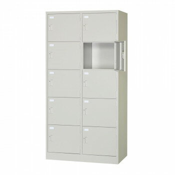 【直送品】多人数ロッカー　2列5段　シリンダー錠　ニューグレー　COM-SVG10A【お寄せ品、返品キャンセル不可、割引不可品】