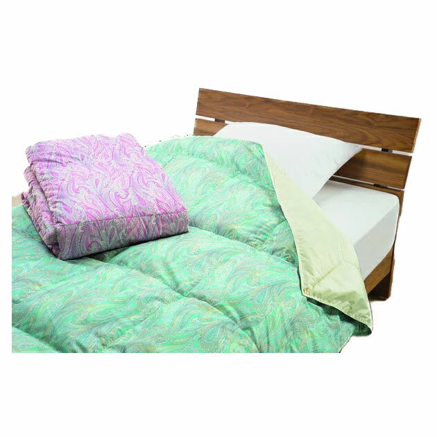 【直送品・大感謝価格】洗えるシルク混わた肌ふとん S 064352/064353 ピンク系/グリーン系 140×190cm シングル