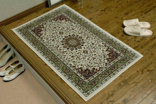 Door Mats - 【直送品・大感謝価格 】多色織 高級シルクタッチカ−ペット 7335 ロングマット 67×110cm ベージュ系 ベルギー産