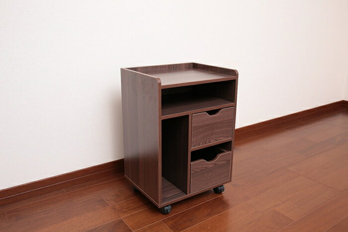 【直送品・大感謝価格】木製テーブル下ワゴン ダークブラウン/ブラウン LDW-38DB/LDW-38BR 約W38×D30×H55cm