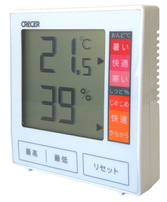 【直送品・ヘルシ価格】デジタル温湿度 CR-1180W 88×81×24mm