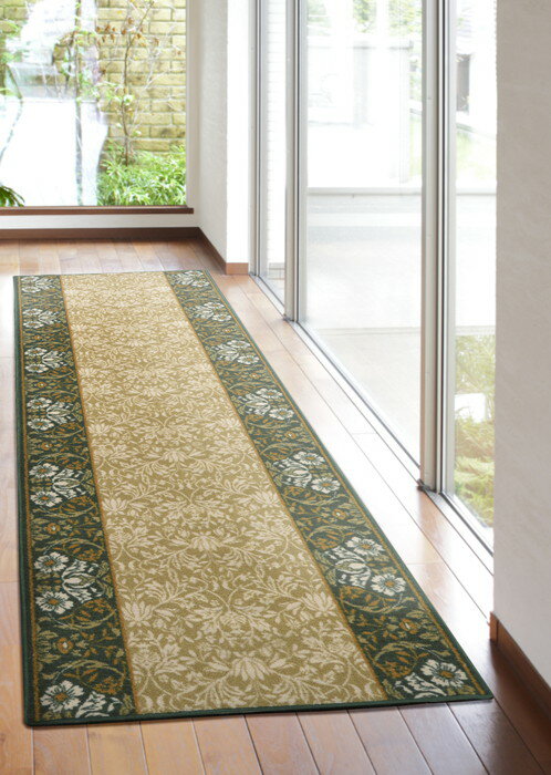 【直送品】ループタイプ廊下敷 エレガンス グリーン/ブラウン 80×180cm【ヘルシ価格】インテリア カーペット・マット マット 玄関マット [2]