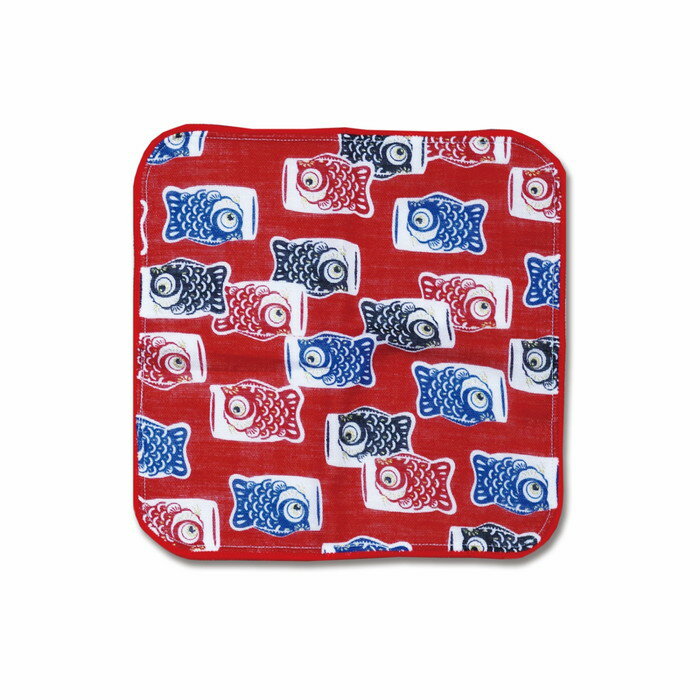 【3枚セット】【直送品】ハンカチタオル 手のひらサイズ こい屋鯉 赤/こい屋鯉 紺/色々鯉 ベージュ/色々鯉 赤 18cm×18cm こい屋 Koinobori...