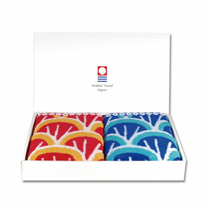 【直送品】今治タオル フェイスタオル2枚箱入 赤・青 156690 箱寸タテ5cm×ヨコ30cm×奥行20cm 綿100% こい屋 Koinobori【ヘルシ価...