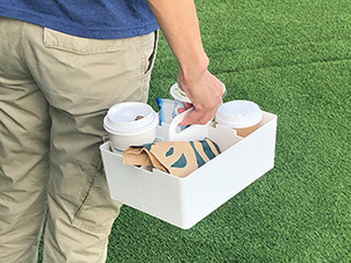 【直送品】デスクトート ホワイト/ブラック 本体260×188×145mm 内寸242×72×78mm 375g 2024 STAGE GIFT CATALOG【ヘルシ価格】日用品雑貨 事務用品 机上収納 整理用品 デスク整理 [2]