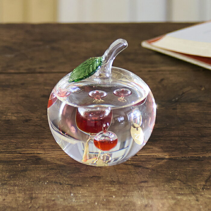 【直送品】ガラスフロート温度計 りんご 333-218 H90×W80×D80mm Chatani Catalog vol.46【ヘルシ価格】インテリア インテリア小物 置物 温度計 サーモメーター [3]