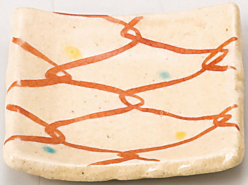 【2個セット】【直送品】福豆皿 19667 赤絵あみ 6.3×6.3cm 舞陶館 BUTOUKAN【ヘルシ価格】キッチン用品 食器 皿 小皿 豆皿 和食器