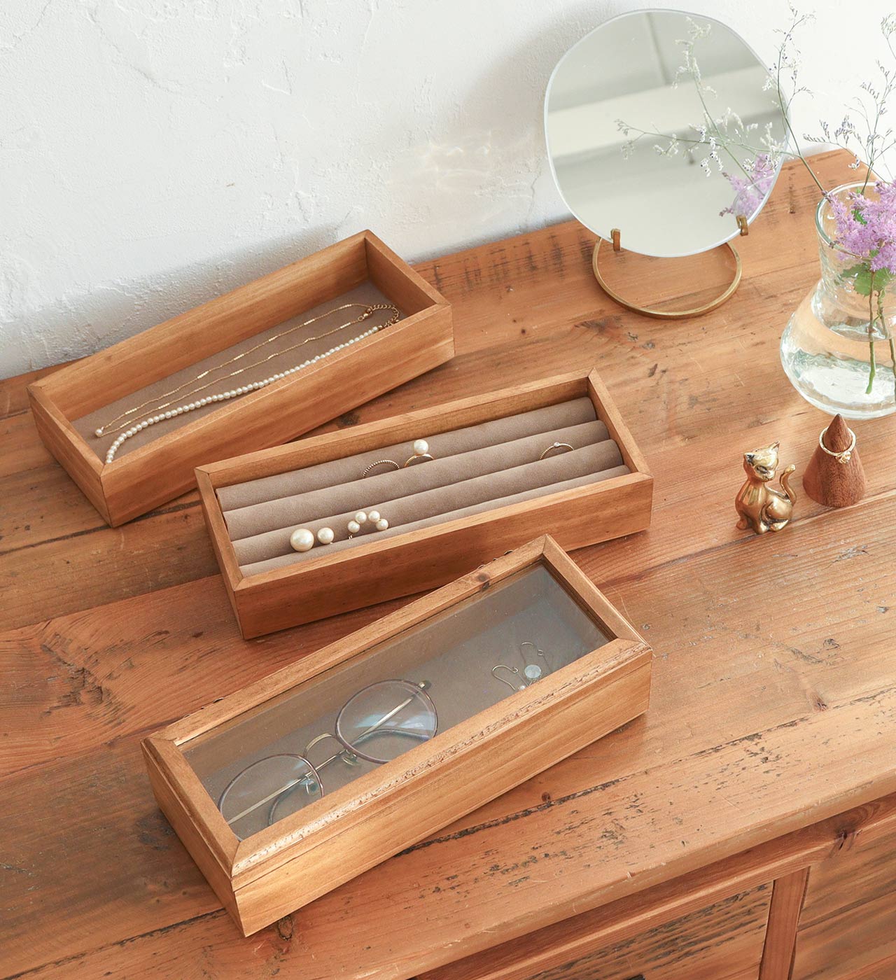 【直送品】パイン ミニアクセサリーケース3段 NEIN MARKE ナインマーケ 1001901 w230×d90×h140mm 540g ..