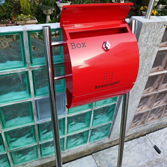 郵便ポスト 郵便受け メールボックス 大型 メール便 スタンド型レッド赤色プレミアムステンレスポスト pm034s（割引不可、キャンセル返品不可、突然終了あり）プレミアグレード