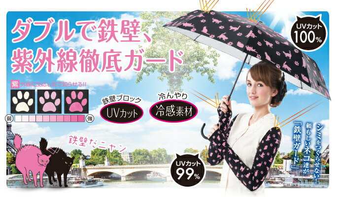 【楽天倉庫直送h】【大感謝価格 】ネコのUVお散歩アームカバー【返品キャンセル不可】