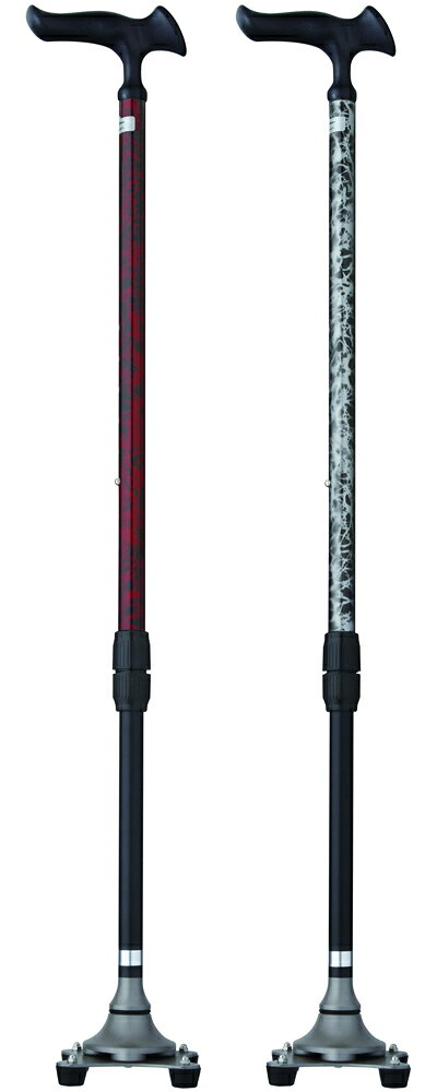 【大感謝価格 】かるがも4ポイントステッキ バーズアイレッド/バーズアイシルバー