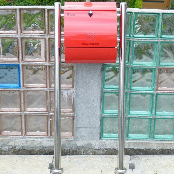 郵便ポスト 郵便受け メールボックス 大型 メール便 スタンド型レッド赤色プレミアムステンレスポスト pm034s（割引不可、キャンセル返品不可、突然終了あり）プレミアグレード