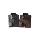 【直送品・大感謝価格 】Pierucci ピエルッチ ウール入りストライプ柄シャツ2色組 GV-017