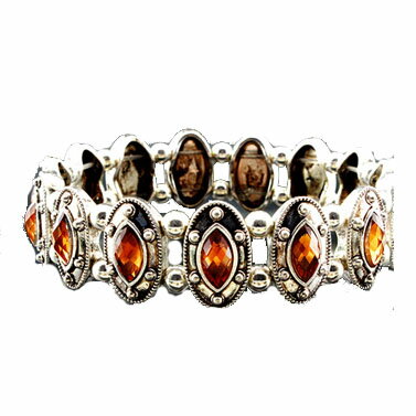 【ネコポス】スピリチュアル幸せブレス K13783 内周約16cm【ヘルシ価格】アンティーク感漂うブレスレット オレンジのラインストーン アクセサリー