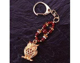 【メール便】赤メノウふくろうキーホルダー K12726【楽天倉庫直送h】