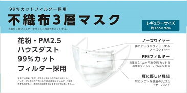 【あす楽対応】【10個セット】【大感謝価格】不織布3層マスク レギュラー5枚入×10セット