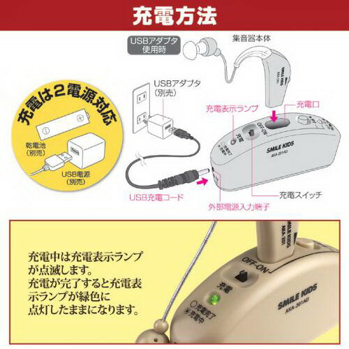 【大感謝価格】充電式 耳かけ集音器 AKA-201