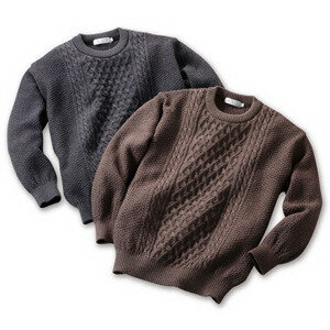 【直送品・大感謝価格 】mij/エムアイジェイ 日本製ウール100％クルーセーター 1607 チャコール/ブラウン