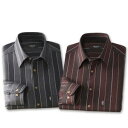 【直送品・大感謝価格 】Pierucci/ピエルッチ ウール入りストライプ柄シャツ2色組 GV-017 M/L/LL