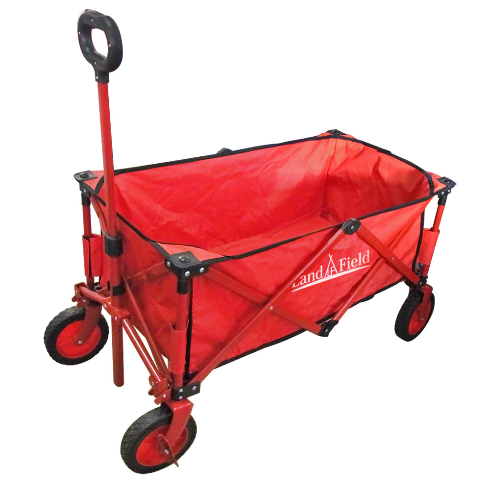 【直送品】LandField アウトドアワゴン 130L LF-GT185-RD【ヘルシ価格】 アウトドアワゴン キャリーカート 荷物車 台車 折り畳み式 コンパクト