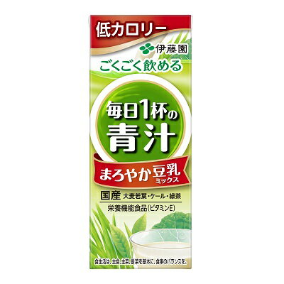 【24個セット】【栄養機能食品】ごくごく飲める毎日1杯の青汁豆乳ミックス 紙 アルミレスECO容器採用 200mlx24個セット【直送品】【ヘルシ価格】 食品 飲料 ドリンク 低カロリー 豆乳 青汁 ミックスのサムネイル
