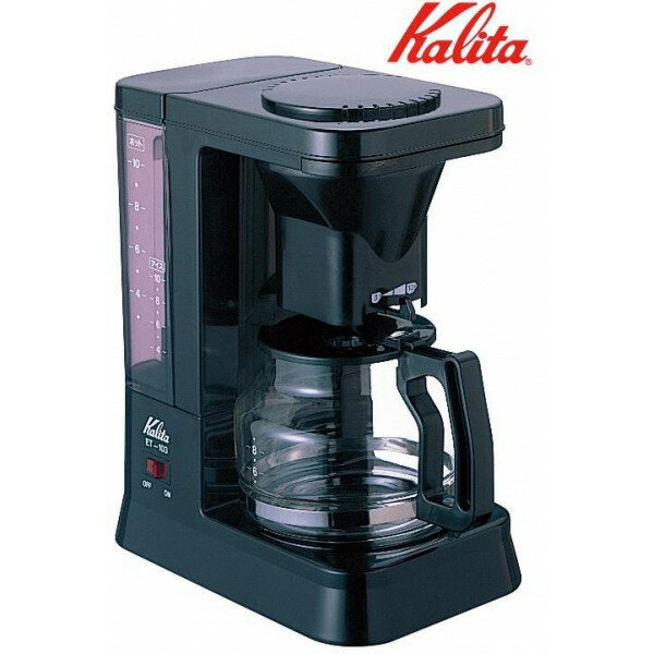 『Kalita カリタ 業務用コーヒーマシン ET-103 62007 コーヒーメーカー』キッチン家電 コーヒーメーカー 業務用 コーヒーマシン 10杯用 商品紹介 オフィスなどにもぴったりなサイズ。 さらに使いやすく、もっとおいしくなった10杯用コーヒーメーカーです。 商品説明 商品管理番号 k-2160914003生産地 日本サイズ 幅172×奥行282×高さ335mm 個装サイズ ：18×30×35cm素材・材質 ET-103サーバー:耐熱ガラス製仕様10カップ用電源:100V/930W　50/60Hz定格電流:9.3A電源コード長:1.85m最大使用水量:1.5L能力:10カップ　約10分対応フィルター:103濾紙IH・ガス火:不可食器洗浄機使用:不可電子レンジ使用:可(サーバーのみ)付属品 ET-103ドリッパー、ET-103サーバー、103濾紙×10枚、取扱説明書、保証書(保証期間:1年) 広告文責 (有)パルス　048-551-7965『Kalita カリタ 業務用コーヒーマシン ET-103 62007 コーヒーメーカー』キッチン家電 コーヒーメーカー 業務用 コーヒーマシン 10杯用