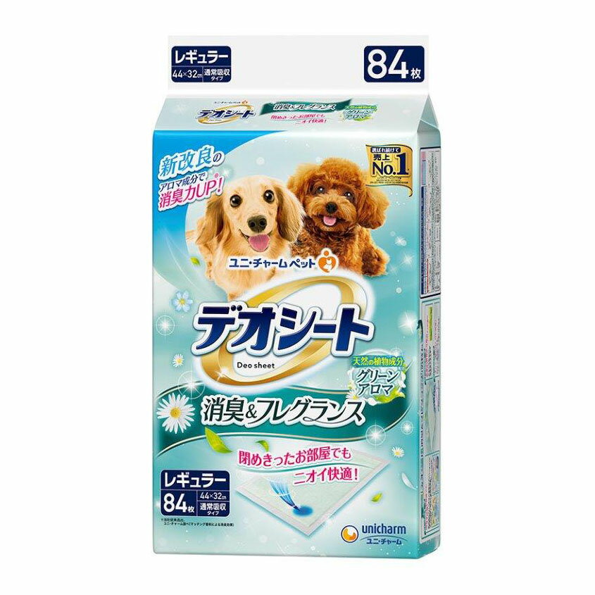 【6個セット】デオシート グリーンアロマレギュラー 84枚x6個セット【ヘルシ価格】 ペット 犬用品 トイレ用品 ペットシート 消臭 天然植物成分配合