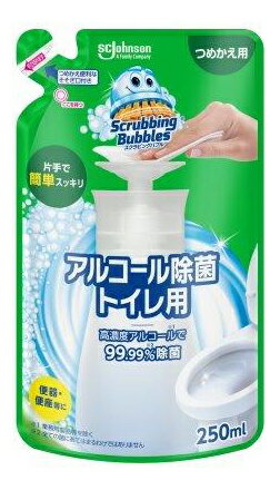 【18個セット】スクラビングバブル アルコール除菌トイレ用 つめかえ用 250mlx18個セット【ヘルシ価格】【返品キャンセル不可】 洗剤 トイレ用洗剤 アルコール 便器 便座 除菌