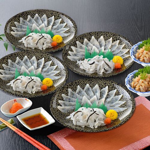 【直送品】「関とら本店」 とらふく刺身・とらふく塩辛セット (とらふぐ刺身15g×4、とらふぐ皮20g×4、とらふぐ塩辛60g×2) ふく ふぐ フグ てっさ