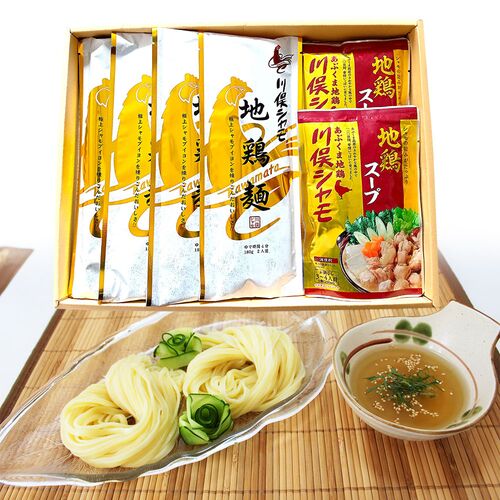 【直送品】福島 川俣シャモ 地鶏麺・地鶏スープセット 4食 地鶏 麺 スープ