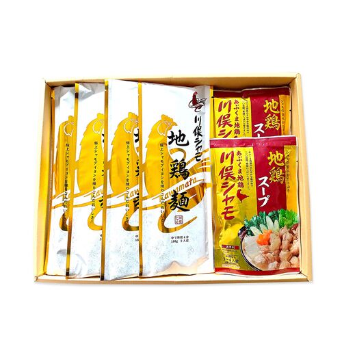 【直送品】福島 川俣シャモ 地鶏麺・地鶏スープセット 4食 地鶏 麺 スープ