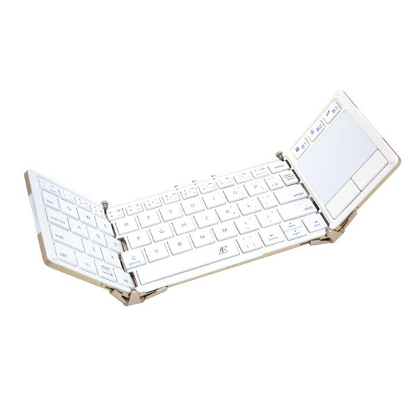 【即納】【ヘルシ価格】タッチパッド付Bluetooth Keyboard ホワイト【Touch+】 3つ折りタイプ ブラック/ホワイト 3E-BKY5