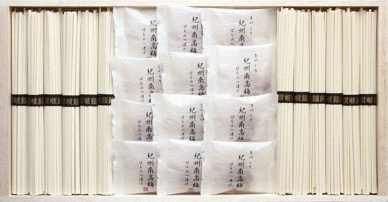 【直送品】 紀州南高梅・讃岐うどん詰合せ(木箱入) RUU-300 B1098620【別途送料発生は連絡します】