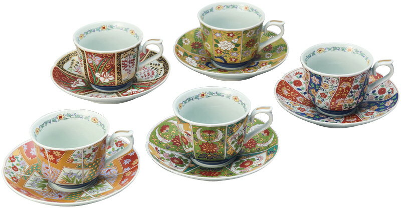 【直送品】波佐見焼 友禅華絵 珈琲碗皿5客揃 009-241 C6102670【別途送料発生は連絡します】