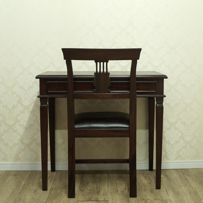 ☆11/20~1000円クーポン!☆【セットで5%OFF】机 テーブル マホガニー イギリスアンティーク調 クラシック パソコン オシャレ おすすめ 幅80cm 奥行45cmライティングデスク 書斎無垢◆宅配便発送◆『ARNO/ドレッサーデスク80&アルノチェアセット』