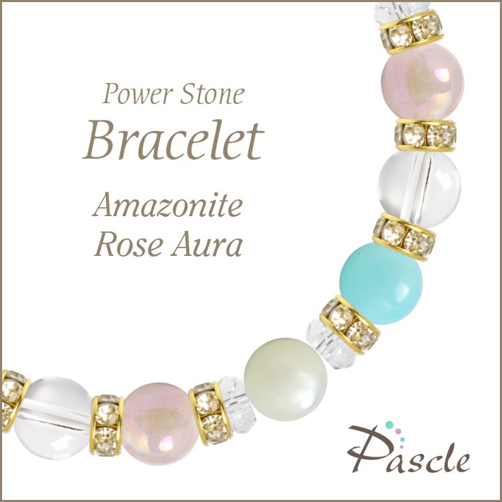 パワーストーン ブレスレット アマゾナイト・ローズオーラ 天然石 癒し 願望成就 縁結び 恋愛成就 誕生日 プレゼントのサムネイル