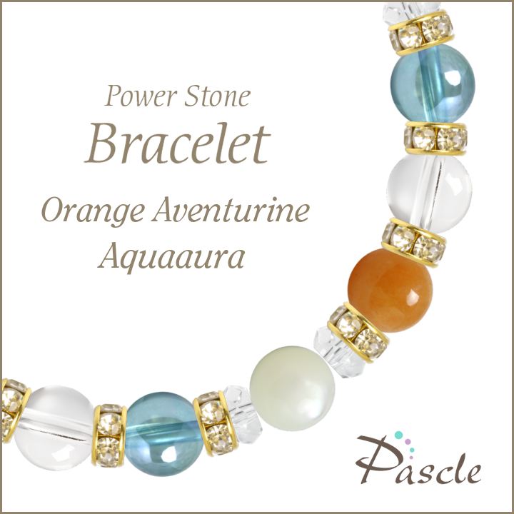 パワーストーン ブレスレット オレンジアベンチュリン・アクアオーラ 天然石 恋愛成就 癒し 仕事運 誕生日 プレゼントのサムネイル