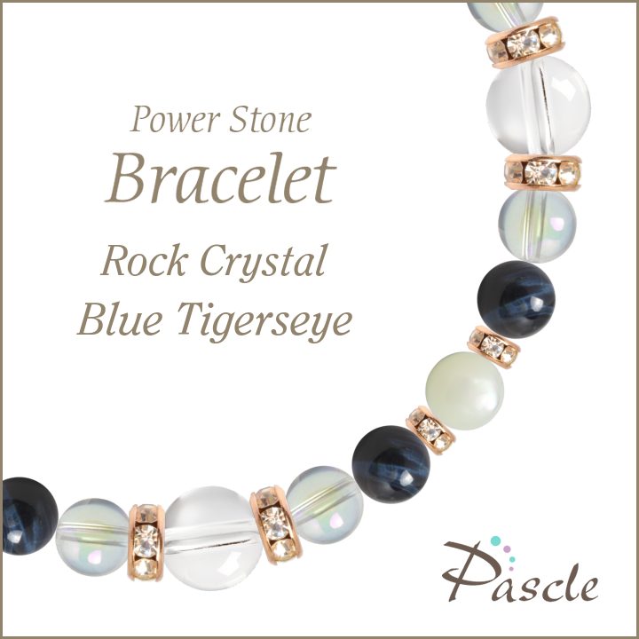 パワーストーン ブレスレット クリスタル（本水晶）・ブルータイガーアイ（ホークスアイ） 天然石 誕生石 4月 仕事運 恋愛成就 金運 誕生日 プレゼント