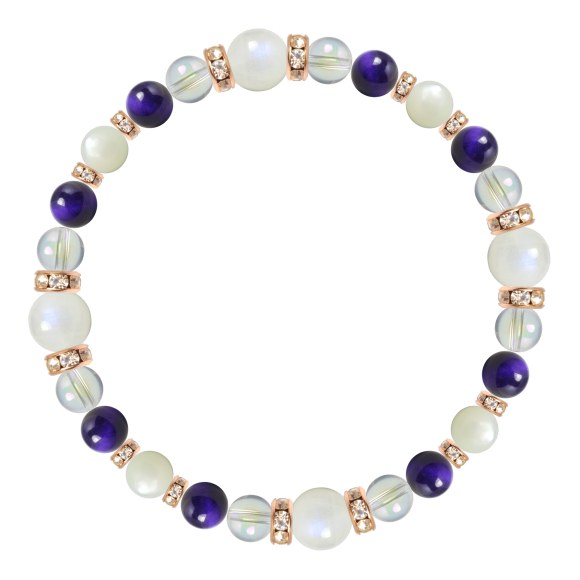 パワーストーン ブレスレット ブルームーンストーン・パープルタイガーアイ 天然石 誕生石 6月 縁結び 恋人・夫婦円満 金運 仕事運 誕生日 プレゼント