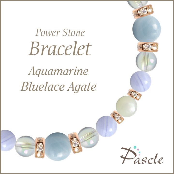 パワーストーン ブレスレット アクアマリン・ブルーレースアゲート 天然石 家庭円満 誕生石 3月 結婚運 人間関係 癒し 誕生日 プレゼント