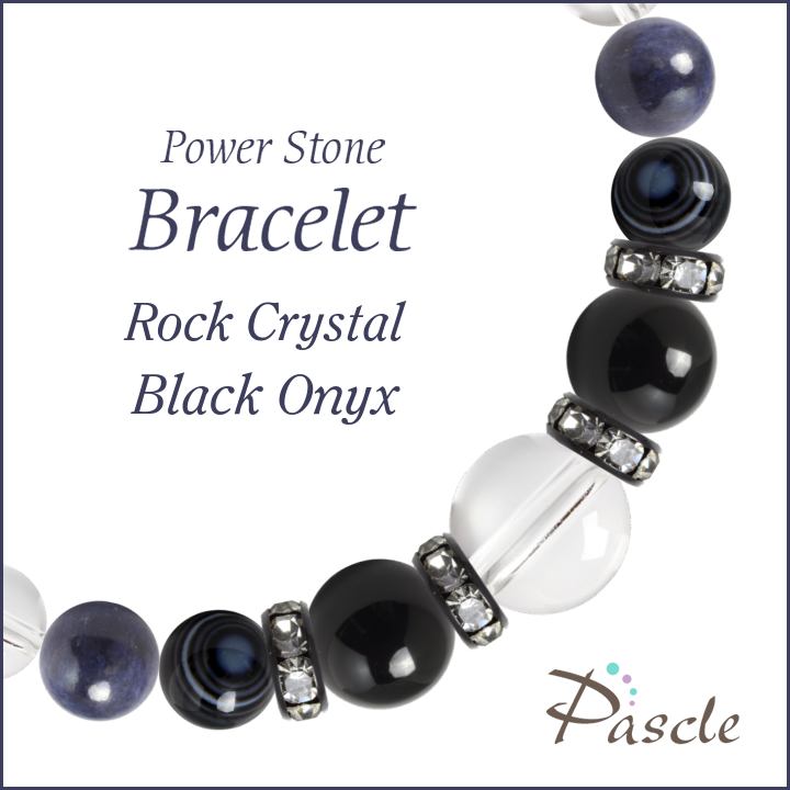 パワーストーン ブレスレット メンズ クリスタル（本水晶）・ブラックオニキス 天然石 魔除け・厄除け 仕事運 金運 誕生石 9月 誕生日 プレゼント