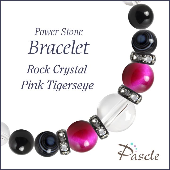 パワーストーン ブレスレット メンズ クリスタル（本水晶）・ピンクタイガーアイ 天然石 仕事運 金運 魔除け・厄除け 誕生日 プレゼント