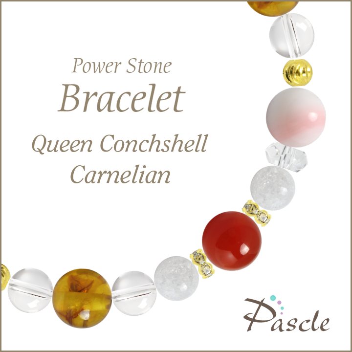 パワーストーン ブレスレット クイーンコンクシェル・カーネリアン 天然石 安産・子宝 恋人・夫婦円満 仕事運 誕生石 7月 願望成就 健康 金運 誕生日 プレゼント