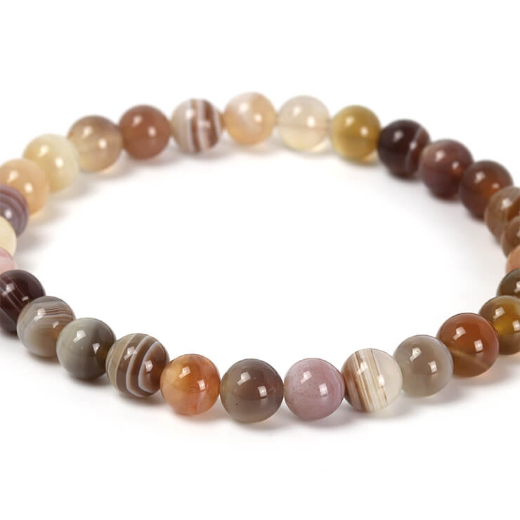 ボツワナアゲート 6mm シンプル ブレスレット/ 安産 子宝 ブラウン 運気 ふたご座 性別 メンズ 人間関係 シンプル おとめ座 星座石 誕生石